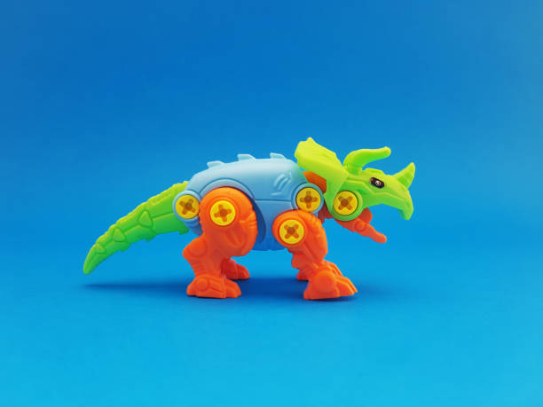 istock An educational toy, an assembled Triceratops dinosaur toy with multi colors 1450121179