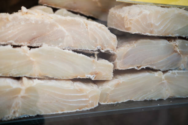 istock Cod fillets in a shop window at Christmas time 1450121299