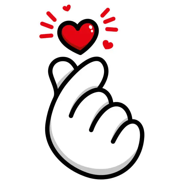 Vector illustration of Heart symbol. Heart with fingers. Asian heart. Express love. South Korean heart.