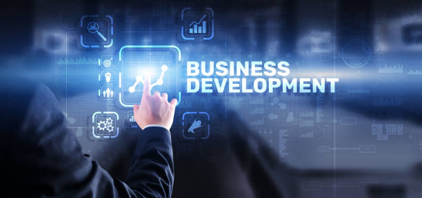 istock Business Development Planning. Inscription on 3D the virtual screen 1450126938