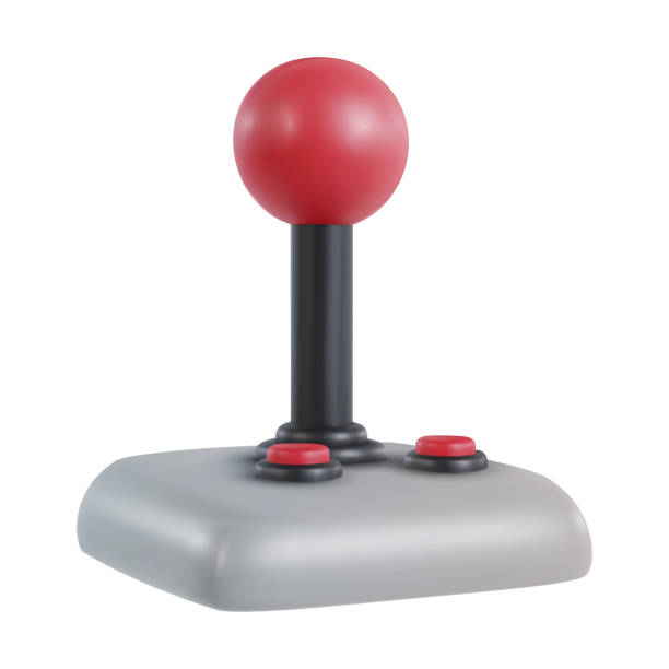 istock 3d realistic game joystick in minimal funny cartoon style. Modern design element on white background. Vector illustration or icon gamepad. 1450128294