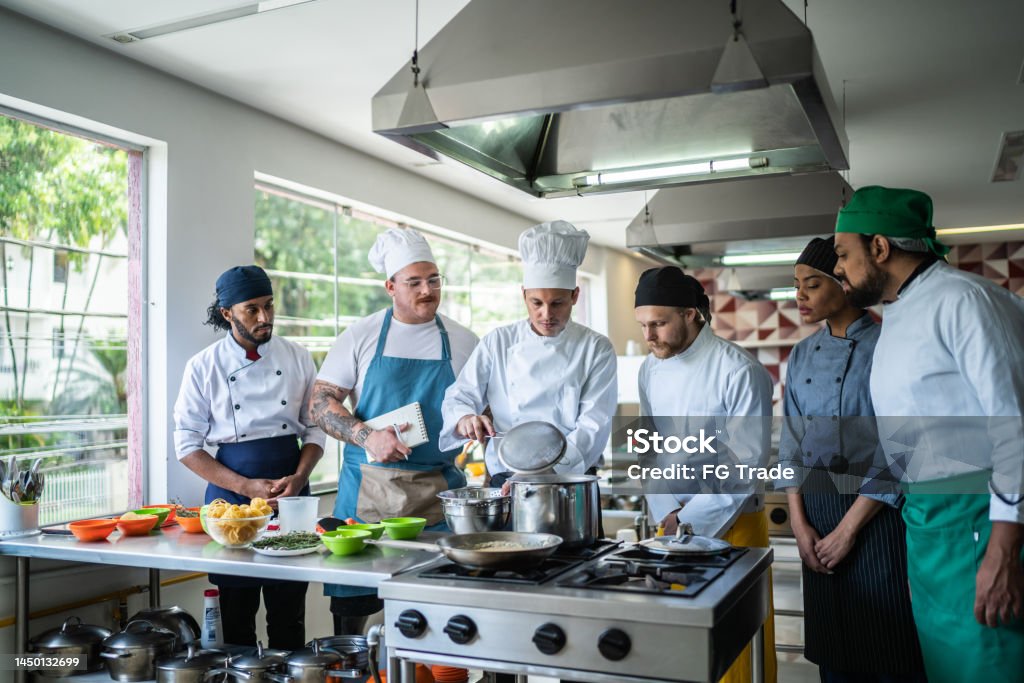 Chef Intructors Chef Teaching Students During Cooking Class Stock Photo - Download ...