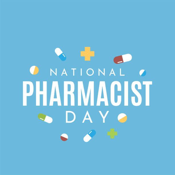 national pharmacist day background, card. vector - pharmacist stock illustrations