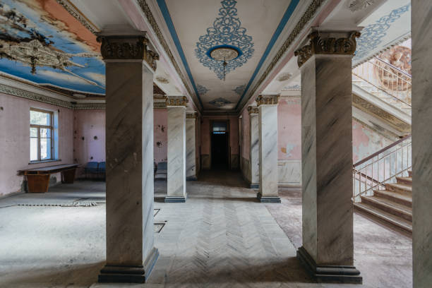istock Interior of old abandoned mansion or theater 1450142135