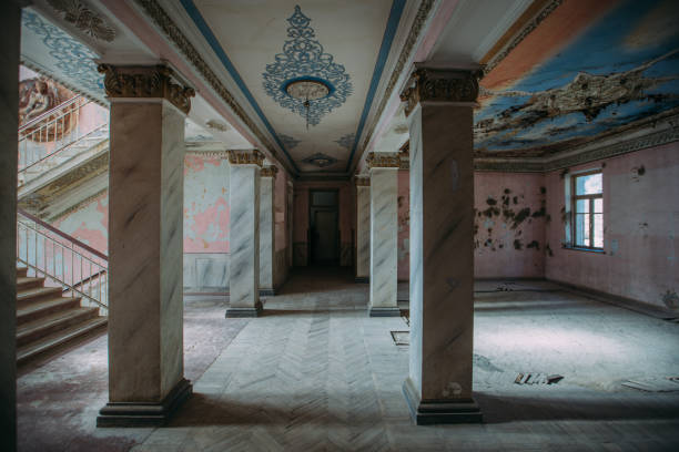 istock Interior of old abandoned mansion or theater 1450142141