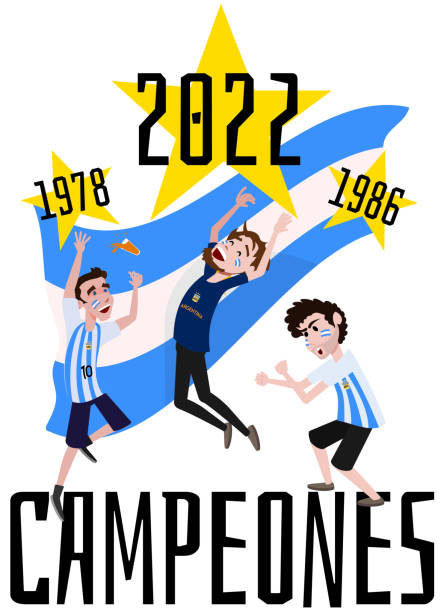 stockillustraties, clipart, cartoons en iconen met fans celebrating the argentinian soccer - argentina fans world cup