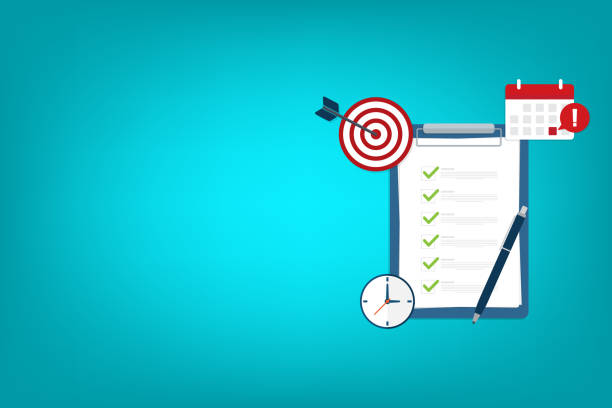 istock Meeting agenda. Reminder with a event list and schedule. Presentation with memo, 1450150149