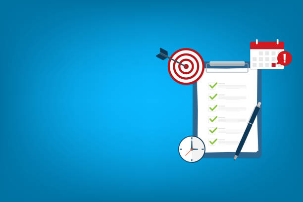 istock Meeting agenda. Reminder with a event list and schedule. Presentation with memo, 1450150731