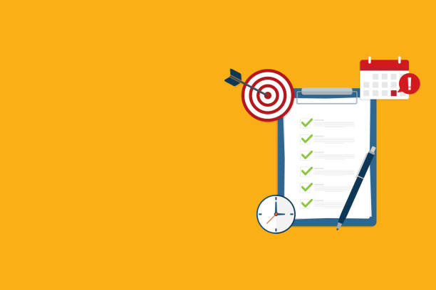 istock Meeting agenda. Reminder with a event list and schedule. Presentation with memo, 1450150937