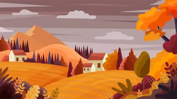 Vector illustration of Autumn landscape concept