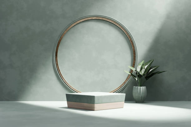 istock 3D rendering platform podium with plant product presentation background 1450154830