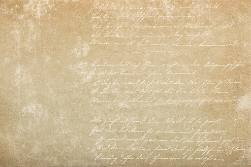 Old paper texture with unreadable text. Used paper sheet
