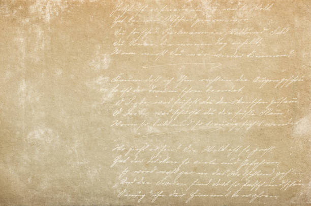 Used paper texture unreadable text. Stained paper sheet stock photo