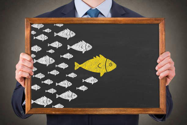 istock Leadership Concepts with Fishes on Chalkboard Background 1450178622