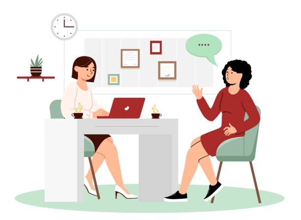 illustrazioni stock, clip art, cartoni animati e icone di tendenza di concetto di intervista di lavoro - job interview
