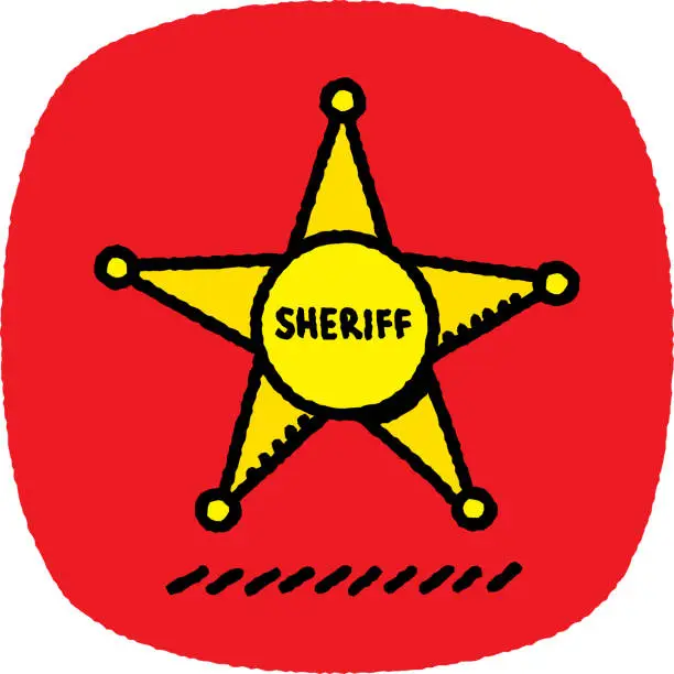 Vector illustration of Sheriff Star Doodle 7