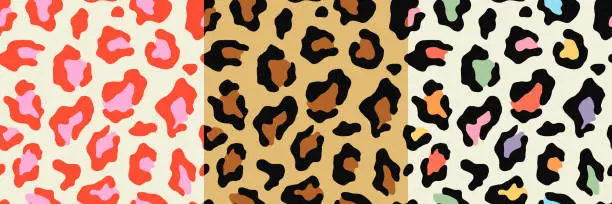 Vector illustration of Animal print seamless pattern illustration set