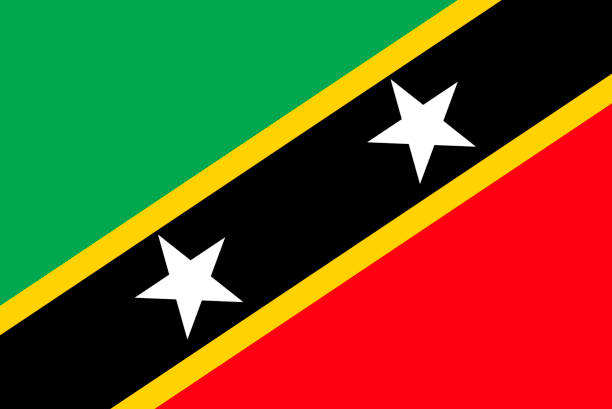 Flag of the Federation of Saint Kitts and Nevis in the Caribbean.
