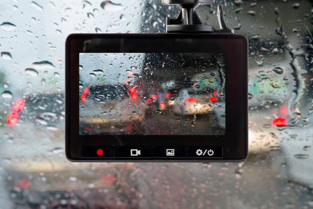 istock Car CCTV camera video recorder for driving safety on the road 1450191849