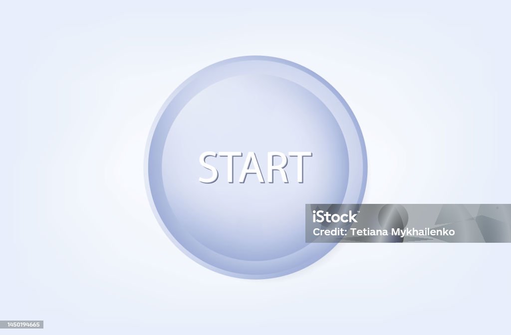 White Round Button Start 3d Interface Element Enable Start Continue ...