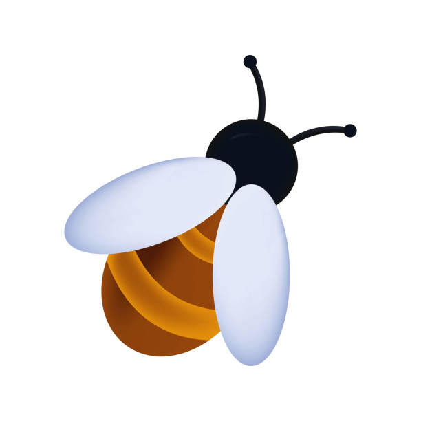 istock Bee icon 3d, top view. Small honey buzzing insect isolated on white. One honeybee with wings. Wasp or bumblebee in the wild or in the apiary. Symbol of active labor. Vector cartoon illustration. 1450194675