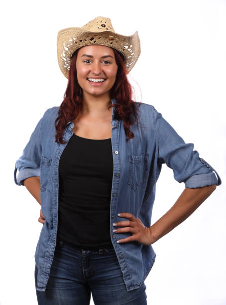 istock Multi Racial Cowgirl on White Hands on Hips 1450197884