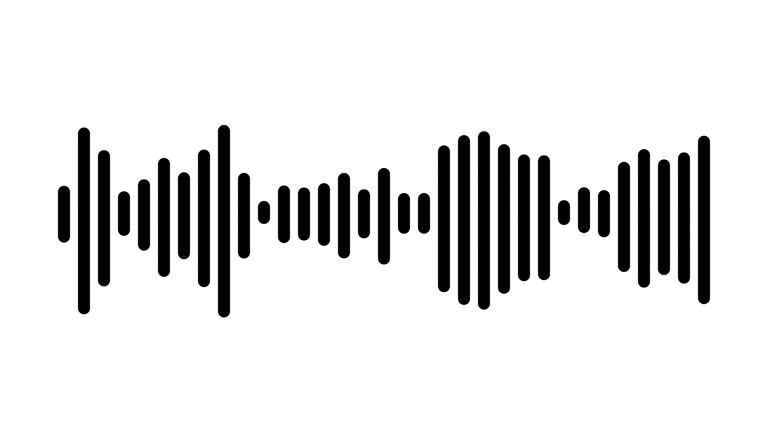 Sound wave animation with black bars on white background