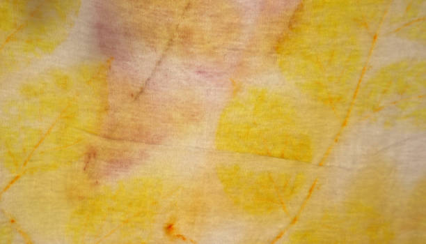 istock Texture and pattern of natural leaf in yellow color from eco print process. 1450202754
