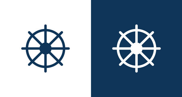 schiffssteuersymbol illustration isoliertes vektorzeichensymbol - nautical vessel yacht sign symbol stock-grafiken, -clipart, -cartoons und -symbole