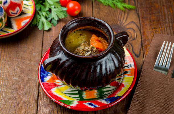 istock Kufta bozbash soup on old wooden table 1450207004