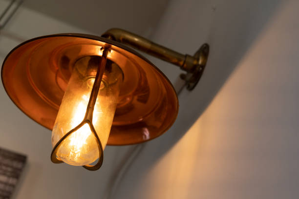 istock Incandescent lamps in a modern cafe. Edison lamp. modern interior design. 1450208574