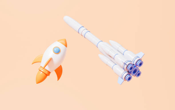 istock Rockets in the yellow background, 3d rendering. 1450209206