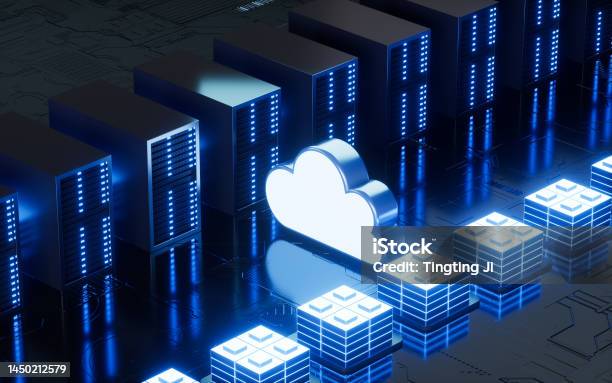 Cloud In The Machine Room Cloud Computing Concept 3d Rendering Stock ...