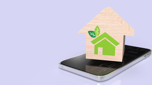 istock The home wood on mobile for eco or technology concept 3d rendering 1450216847