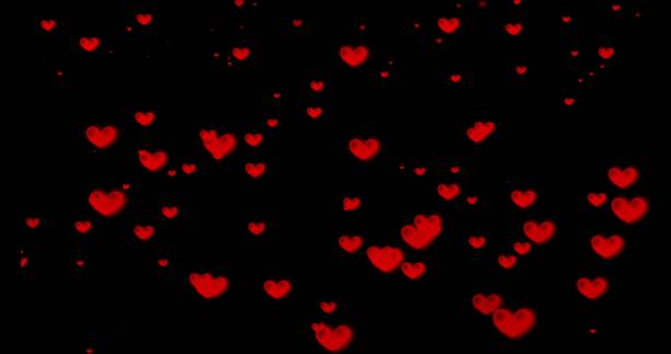istock Illustration material of many red hearts (black background) 1450228602