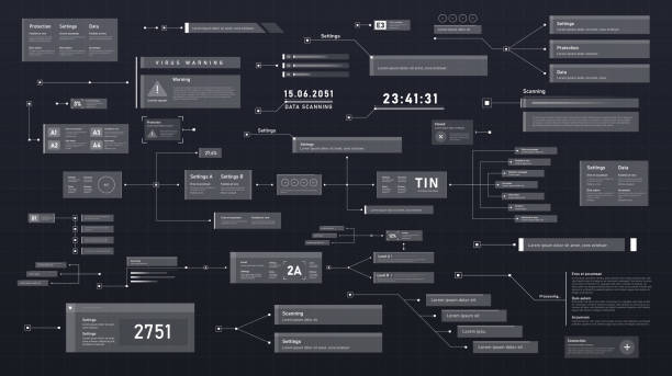 illustrations, cliparts, dessins animés et icônes de légendes hud boxes titres - ath interface utilisateur graphique