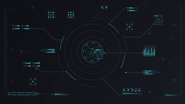 stockillustraties, clipart, cartoons en iconen met head up display elements - hud grafische gebruikersinterface