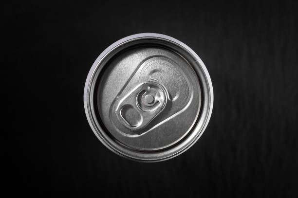 istock Tin beer can on a background of gray stone top view 1450233709