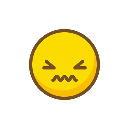 Vector illustration of a cute emoticon in a flat design and contour line style. Cut out design element on a transparent background on the vector file.