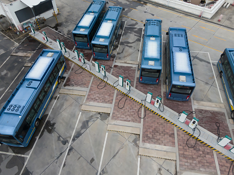 Old blue bus isolated over white with clipping path.