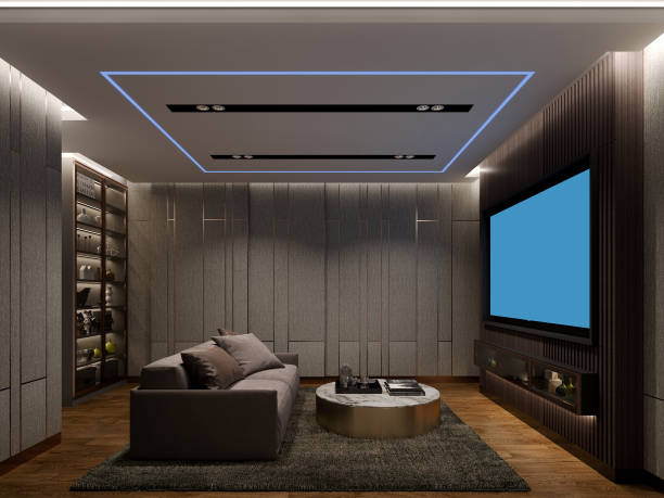 istock 3d rendering of interior home theater 1450237151