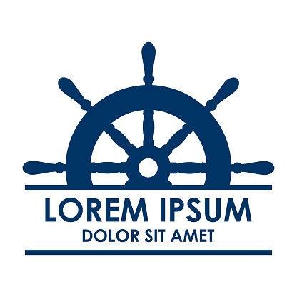 Ship's wheel vector logo template in trendy flat design