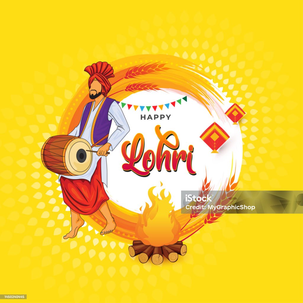 Happy Lohri Festival Greeting Background Stock Illustration - Download ...