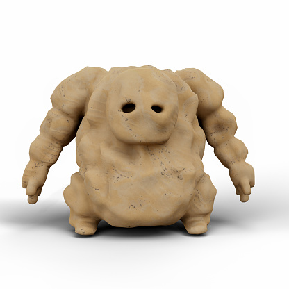 Fantasy Creature Sand Golem. 3D Illustration. File With Clipping Path.