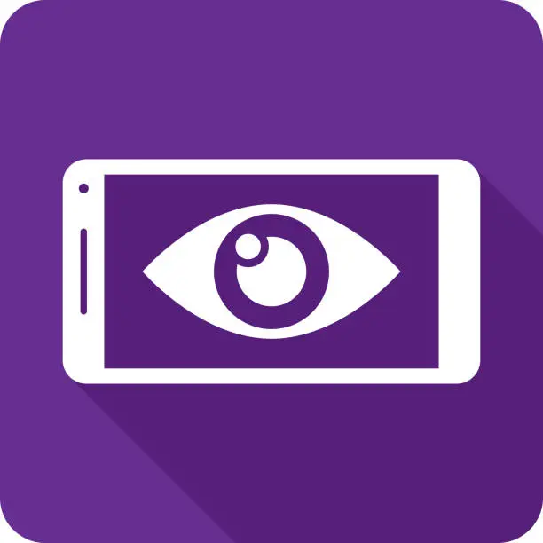 Vector illustration of Eye Sideways Smartphone Icon Silhouette