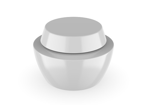 Blank cosmetics round plastic jar container for branding and mock up, 3d render illustration.