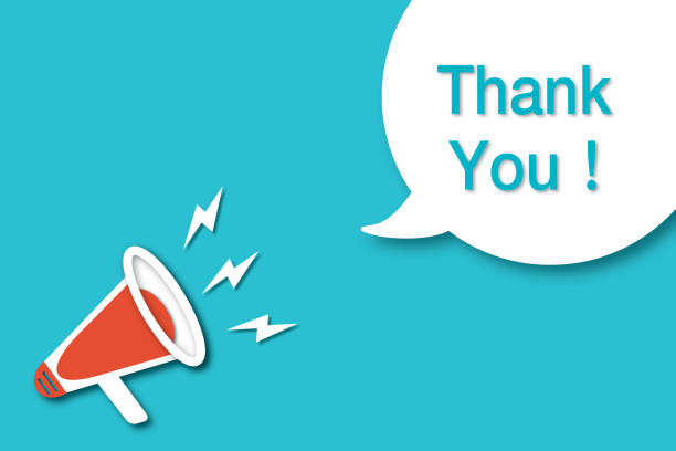 istock Red megaphone with thank you message for card, presentation, business. Expressing gratitude. 1450244727