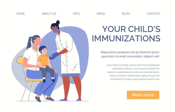 Vector illustration of Nurse Administers Vaccine to Baby.