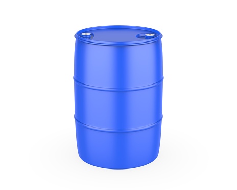 Blank plastic barrel container template, 3d render illustration.