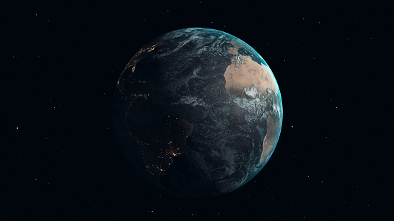 Realistic Earth zoom in from space\n\nThe Earth maps used in the image are from following website\nhttps://www.solarsystemscope.com/textures/
